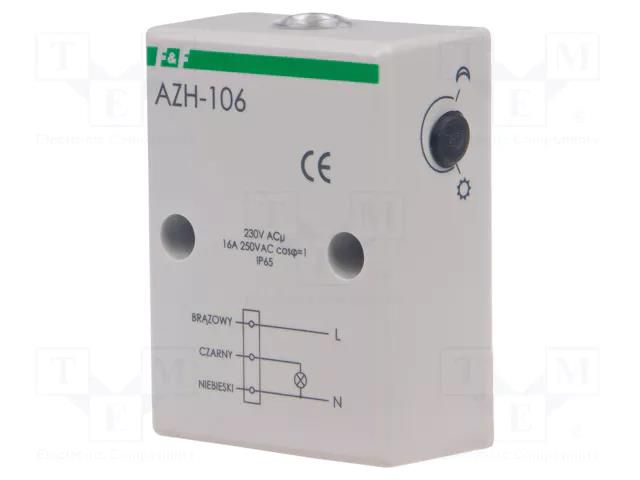 Twilight switch; wall mount; 230VAC; SPST-NO; IP65; 16A; AZH F&F AZH-106