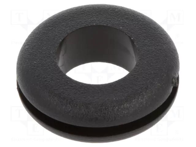 Grommet; Ømount.hole: 10.2mm; Øhole: 7mm; black; 0÷80°C; PVC ESSENTRA ESS-10081846