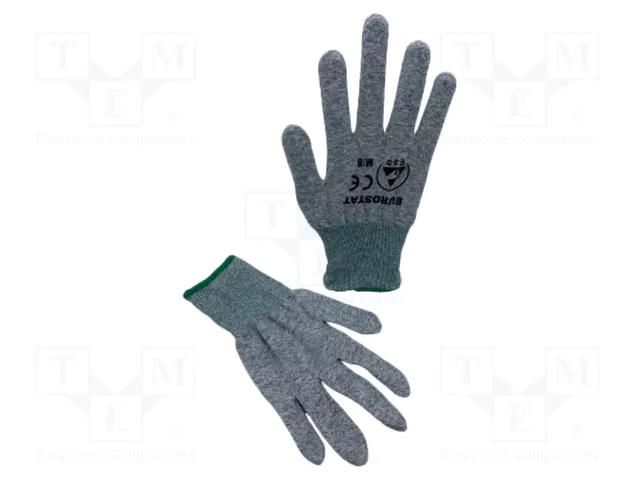 Protective gloves; ESD; XS; Features: dissipative; polyester; grey EUROSTAT GROUP ERS-516850401B