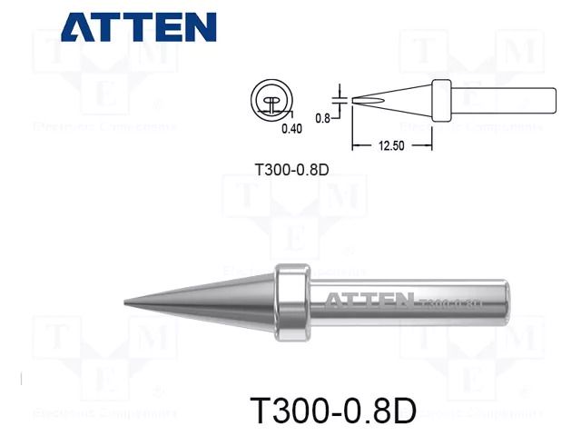 Tip; chisel; 0.8mm; for  soldering iron ATTEN T300-0.8D