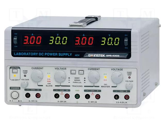 Power supply: laboratory; linear,multi-channel; 0÷30VDC; 0÷3A GW INSTEK GPS-4303