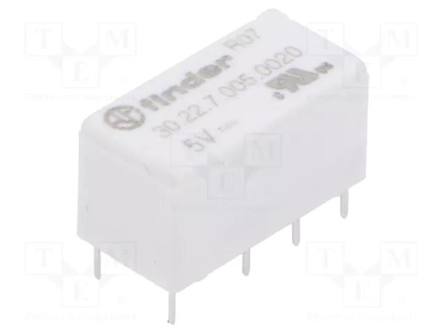 Relay: electromagnetic; DPDT; Ucoil: 5VDC; Icontacts max: 3A; 30.22 FINDER 30.22.7.005.0020