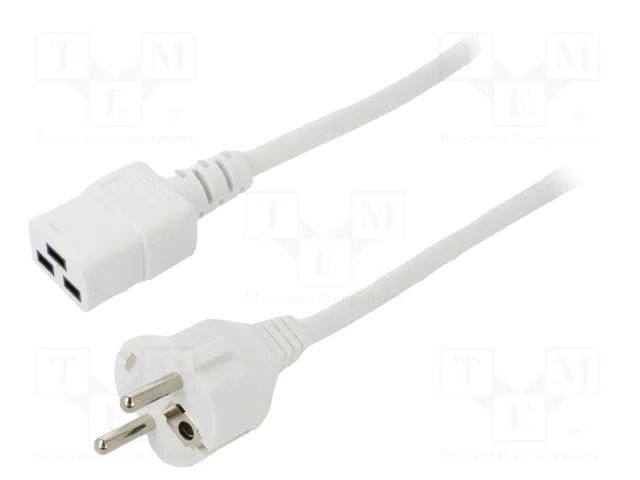 Cable; 3x1.5mm2; CEE 7/7 (E/F) plug,IEC C19 female; PVC; 3m; 16A LIAN DUNG SN25-3/15/3WH