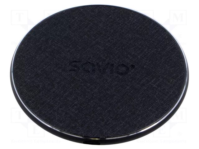 Inductance charger; black; Standard: Qi; 5÷12VDC; 15W SAVIO SAVLA-08
