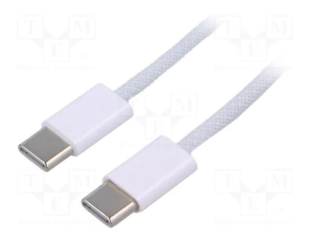 Cable; USB 2.0; USB C plug,both sides; nickel plated; 1m; white AKYGA AK-USB-51