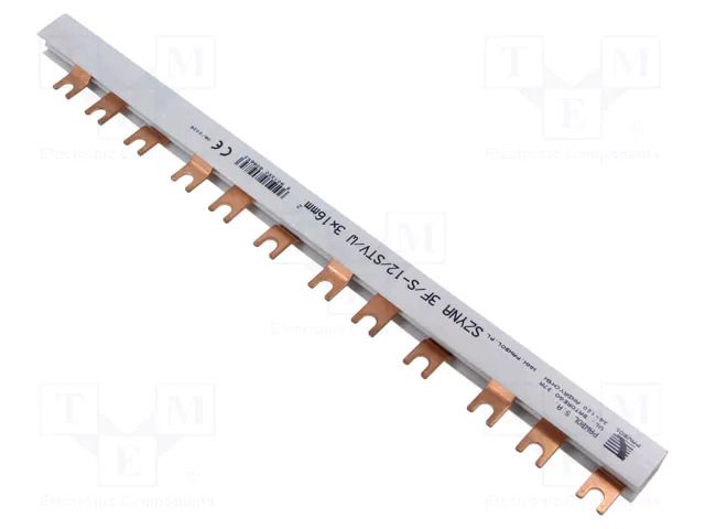 Busbar; 16mm2; Poles: 3; Urated: 400V; fork; Pitch: 27mm; L: 210mm; PVC PAWBOL E.4316/12STVW