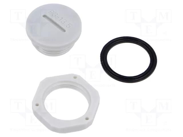 Stopper; PG13,5; polyamide; light grey; Thread: PG KRADEX ZCG-PG135JPLUGPA66
