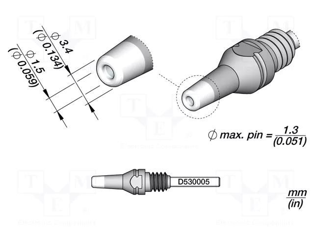 Tip: for desoldering irons; 3.4x1.5mm JBC TOOLS JBC-D530005
