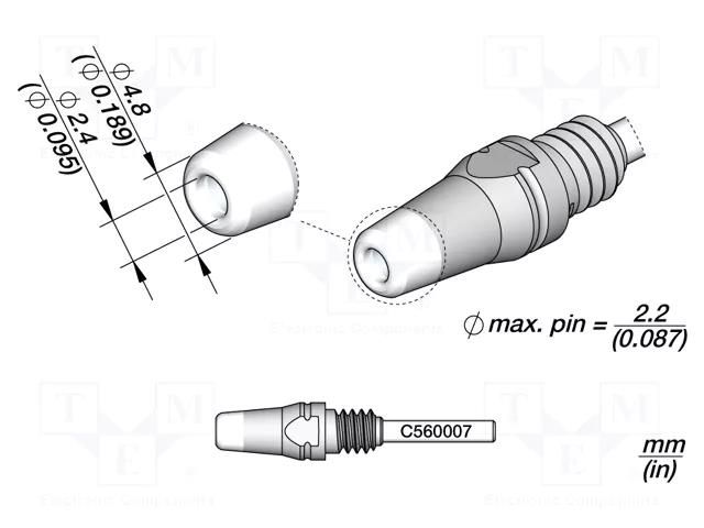 Tip: for desoldering irons; 4.8x2.4mm JBC TOOLS JBC-D530007