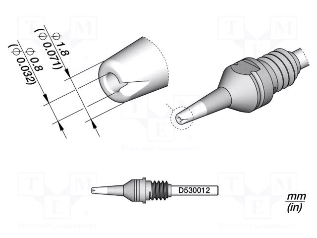 Tip: for desoldering irons; 1.8x0.8mm JBC TOOLS JBC-D530012