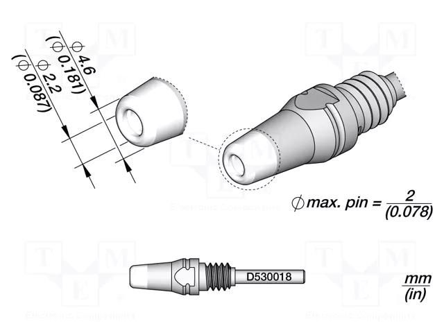 Tip: for desoldering irons; 4.6x2.2mm JBC TOOLS JBC-D530018