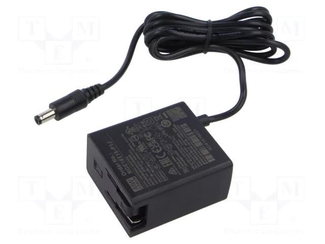 Power supply: switching; mains,plug-in; 15VDC; 1.2A; 18W; 87% MEAN WELL NGE18I15-P1J