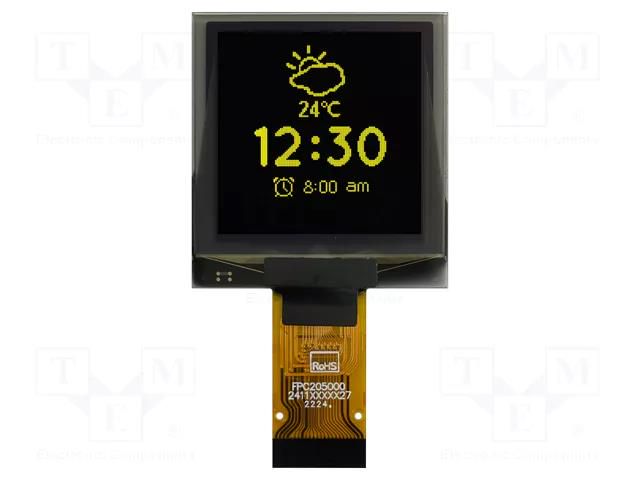 Display: OLED; graphical; 1.5"; 128x128; Dim: 33.8x36.5x2.01mm RAYSTAR OPTRONICS REX128128HYAP3N0