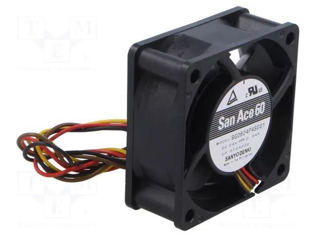 Fan: DC; axial; 24VDC; 60x60x25mm; 84m3/h; 53dBA; ball; 11000rpm SANYO DENKI 9G0624P4S001