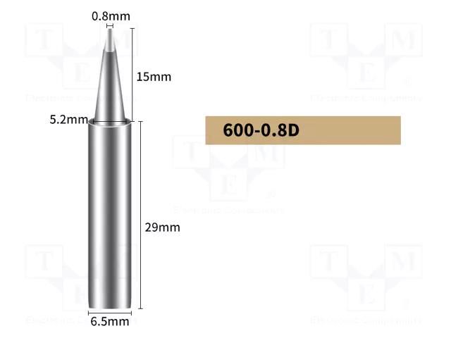 Tip; chisel; 0.8mm; for soldering station SHENZHEN BAKON ELECTRONIC BK600-0.8D