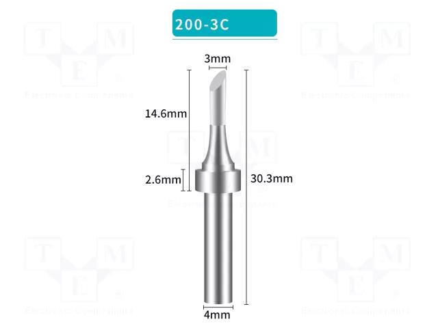 Tip; hoof; 3mm; for soldering station BAKON BK200-3C