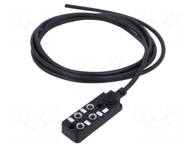 Distribution box; M8; PIN: 3; 3m; socket; 6A; IP67; IN: 4; OUT: 1 AMPHENOL LTW DB8-3A4CAB-SPS7B03