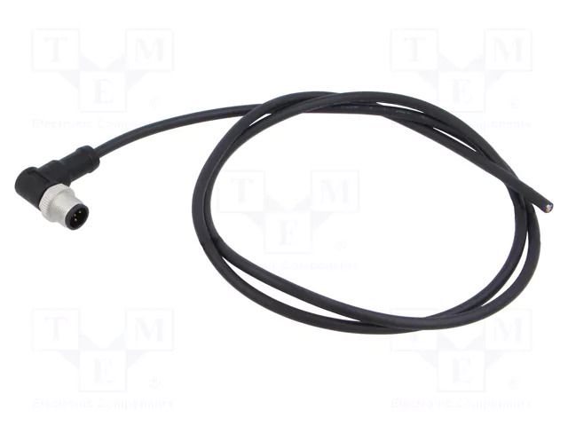 Connector: M12; 4A; 60V; plug; male; PIN: 5; IP68,IP69K; angled; 1m AMPHENOL LTW M12A-05BMMM-SR8B01