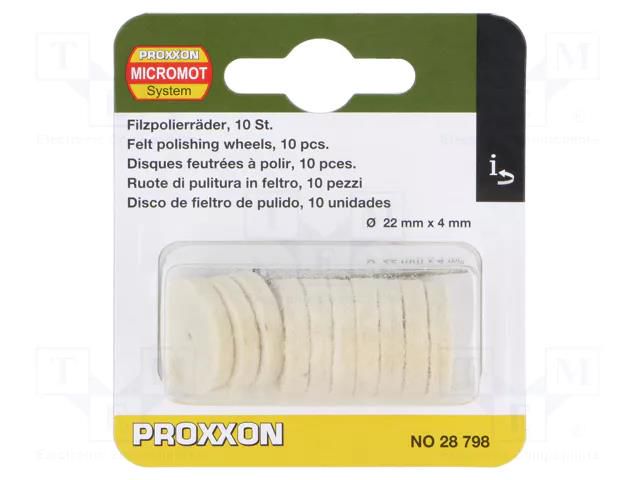 Polishing wheel; 22mm; 10pcs; Kit: mounting mandrel PROXXON PR28798