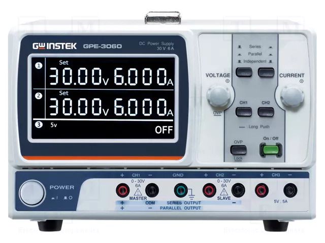 Power supply: laboratory; linear,multi-channel; 0÷30VDC; 0÷6A GW INSTEK GPE-3060