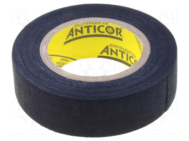 Tape: textile; W: 19mm; L: 10m; Thk: 0.29mm; caoutchouc; black; 15% ANTICOR ANC-160-19-10M