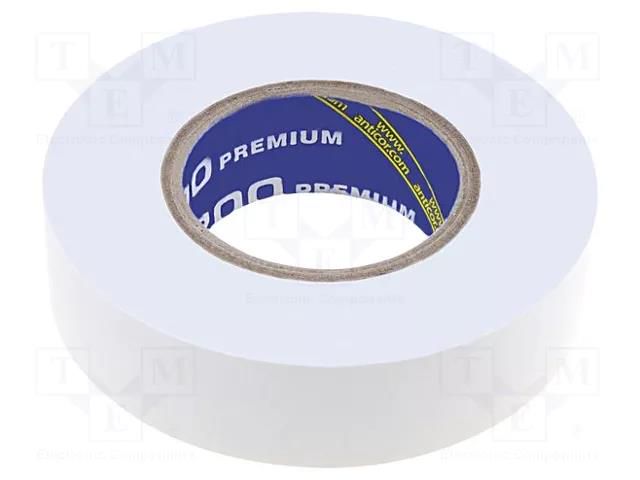 Tape: electrical insulating; W: 19mm; L: 18m; Thk: 0.18mm; white ANTICOR ANC-200P-19-18WH