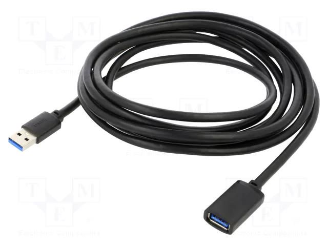 Cable; USB 3.0; USB A socket,USB A plug; 3m; black BASEUS BS-OH132
