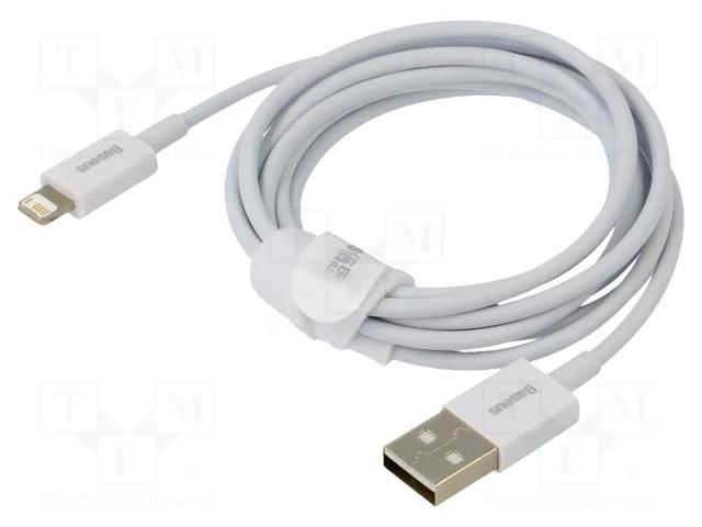 Cable; Apple Lightning plug,USB A plug; 1.5m; white; textile BASEUS CALYS-B02