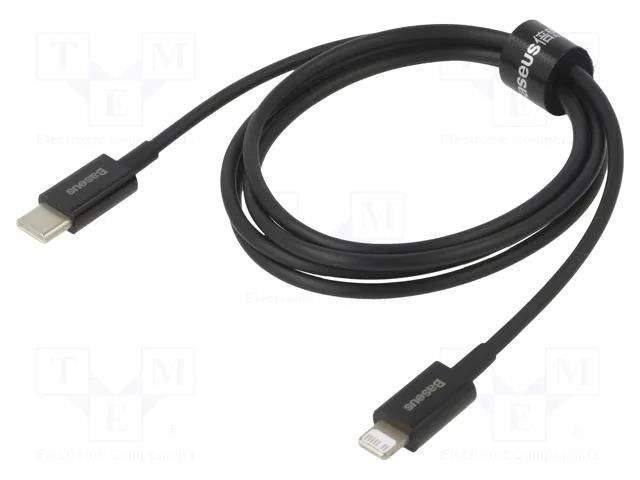 Cable; Apple Lightning plug,USB C plug; 1m; black; 20W BASEUS CATLYS-A01