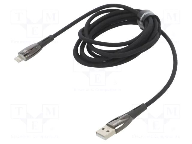 Cable; USB 2.0; Apple Lightning plug,USB A plug; 2m; black; 2.4A BASEUS CB000023