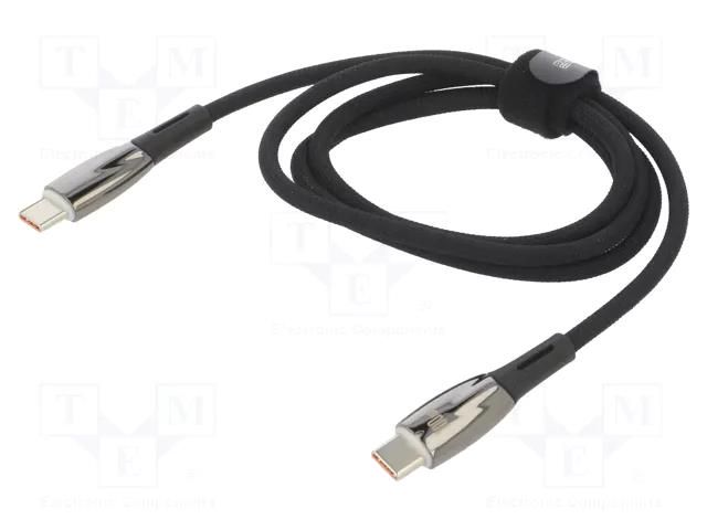 Cable; USB C plug,both sides; 1m; black; grey; textile; 100W BASEUS CB000025