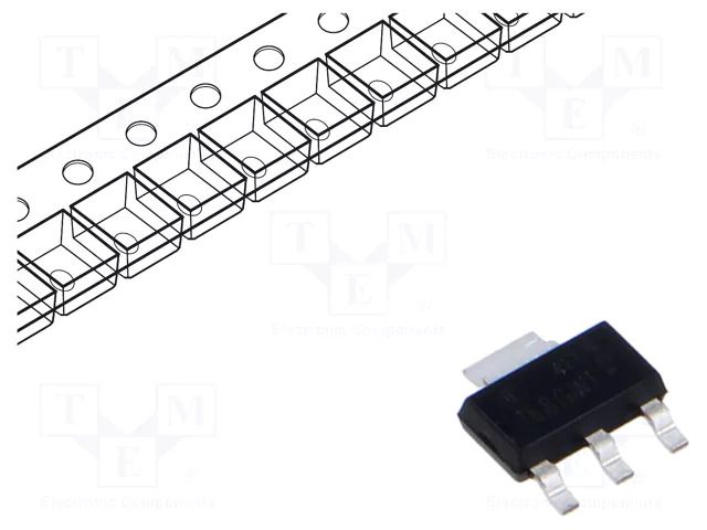 Thyristor; 600V; Ifmax: 1A; 0.63A; Igt: 450uA; SOT223; SMD; reel,tape WeEn Semiconductors BT168GWF.115