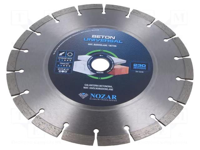 Cutting diamond wheel; Ø: 230mm; Øhole: 22.23mm NOZAR DIAMANTWERKZEUGE NOZAR-PL6700009
