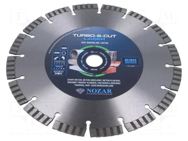 Cutting diamond wheel; Ø: 230mm; Øhole: 22.23mm NOZAR DIAMANTWERKZEUGE NOZAR-PL6700054