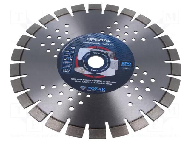 Cutting diamond wheel; Ø: 230mm; Øhole: 22.23mm; Spezial NOZAR DIAMANTWERKZEUGE NOZAR-PL6700104