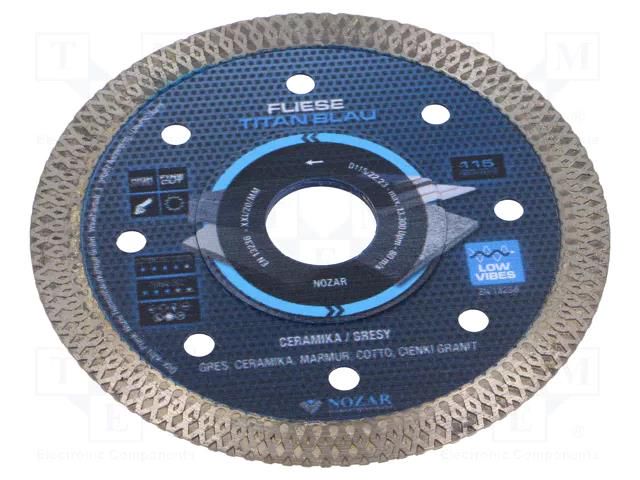 Cutting diamond wheel; Ø: 115mm; Øhole: 22.23mm; Fliese Titan NOZAR DIAMANTWERKZEUGE NOZAR-PL6720100