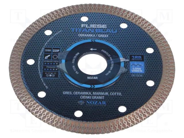 Cutting diamond wheel; Ø: 125mm; Øhole: 22.23mm; Fliese Titan NOZAR DIAMANTWERKZEUGE NOZAR-PL6720101