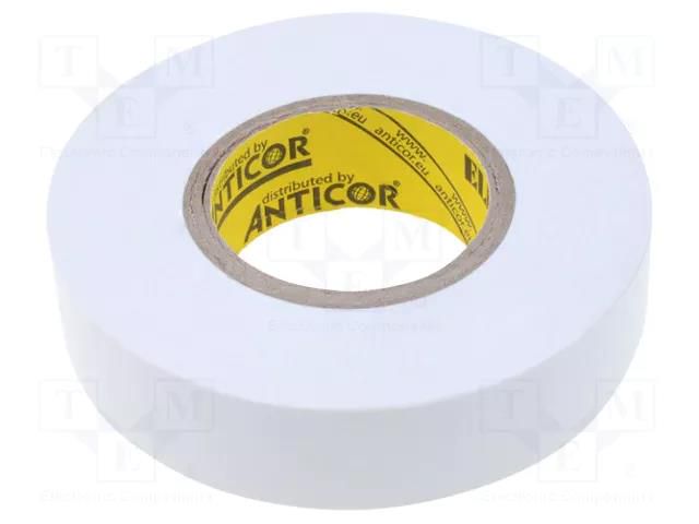 Tape: electrical insulating; W: 19mm; L: 20m; Thk: 0.19mm; white ANTICOR ANC-202-19-20WH