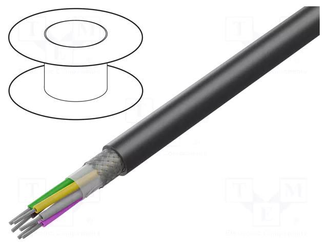 Wire; LiYCY UL; 2x20AWG; shielded,tinned copper braid; PVC; black HELUKABEL LIYCY-BKUL2X20AWG