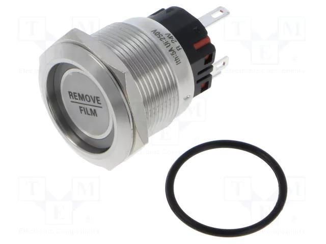 Switch: vandal resistant; Pos: 2; SPDT; 1A/220VAC; IP65; ON-ON; red ONPOW 6122F11ZER24VS