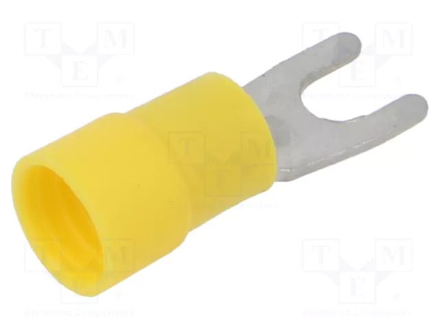 Tip: fork; M4; 4÷6mm2; crimped; for cable; insulated; tinned; yellow ERKO KNE-4-6/100