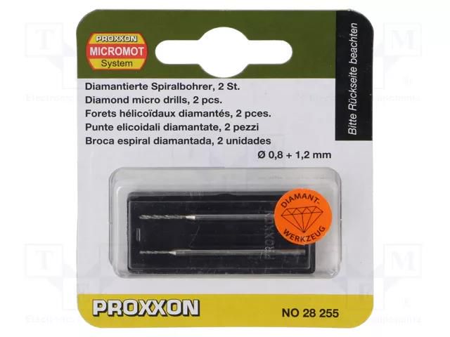 Drill set; Ø: 0.8mm,1.2mm; Drill Bit: for precious stones; 2pcs. PROXXON PR28255