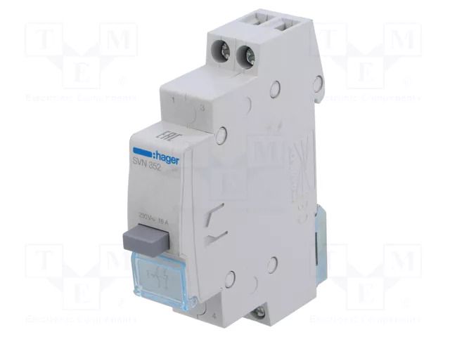 Module: pushbutton switch; 230VAC; 16A; for DIN rail mounting HAGER SVN352