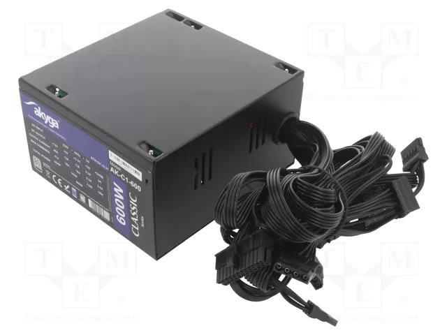 Power supply: computer; ATX; 600W; 3.3/5/12V; Features: fan 12cm AKYGA AK-C1-600