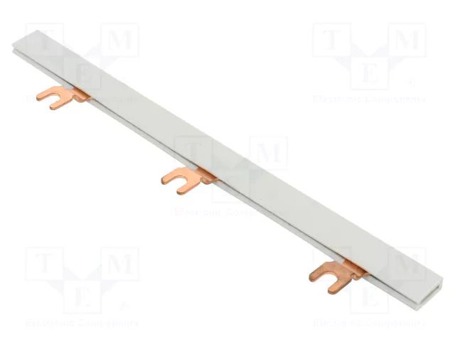 Busbar; 16mm2; Poles: 4; Urated: 400V; fork; Pitch: 18mm; L: 210mm; PVC PAWBOL E.4416/12DW