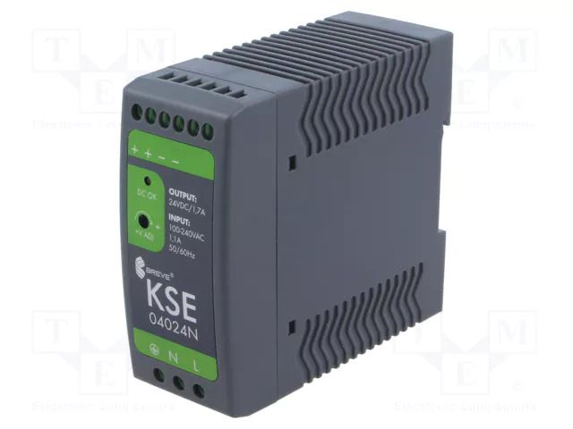 Power supply: switching; for DIN rail; 40.8W; 24VDC; 1.7A; IP20 BREVE TUFVASSONS KSE-04024P