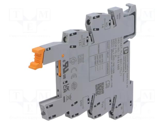 Socket; for DIN rail mounting; -20÷60°C; 6.2x80x94mm; RAL 7042 PHOENIX CONTACT PLC-BSC-TTL/1