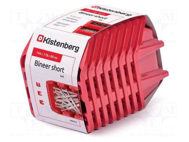 Container: cuvette; red; short; 144x118x84mm; 8pcs; KBISS15; BINEER KISTENBERG KBISS15-3020