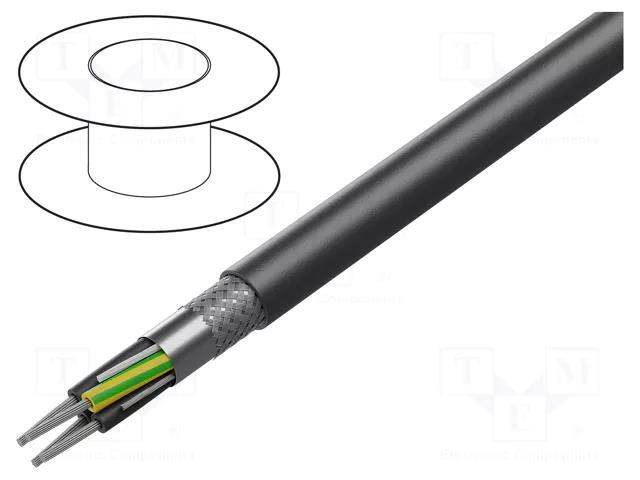 Wire: servo drive; VFD; 4x12AWG; black; stranded; Cu,tinned; 1kV BELDEN 29502.010100