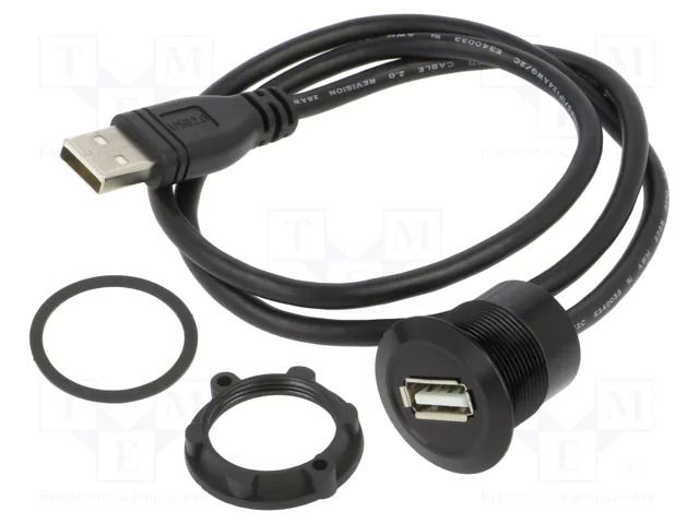 Adapter cable; USB A socket,USB A plug; USB 2.0; Len: 0.6m ONPOW USB-19-BK